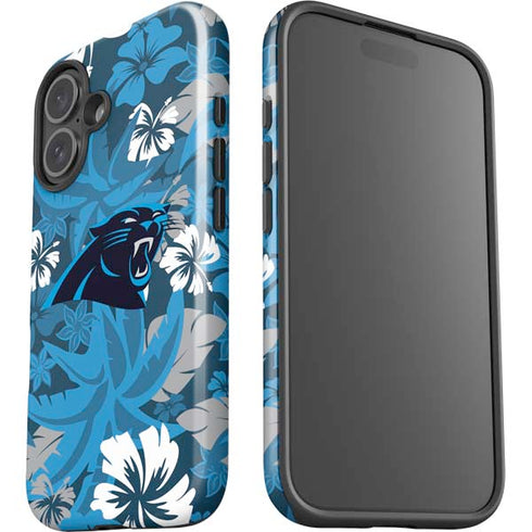 NFL Carolina Panthers Tropical Print iPhone 16 Plus Impact Case